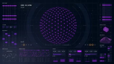 Spherical data core and futuristic Hud user interface video Stock Footage 289067632
