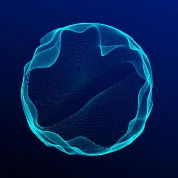 Spherical equalizer for music. Round sound wave of particles. Musical abstrac Stock Illustration