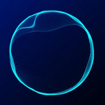Spherical equalizer for music. Round sound wave of particles. Musical abstrac Stock Illustration