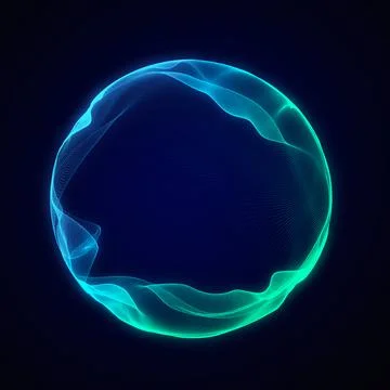 Spherical equalizer for music. Round sound wave of particles. Musical abstr.. Ilustración de archivo