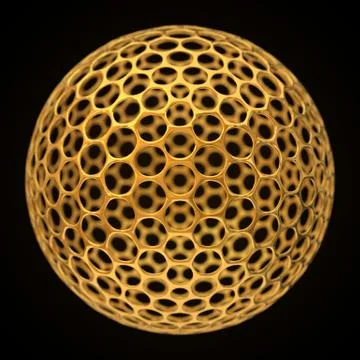 Spherical graphene structure, golden version. Stock Illustration