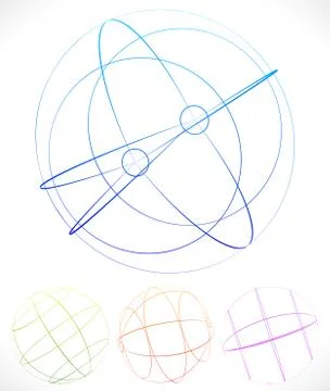 Spherical graphics with wireframe Stock Illustration