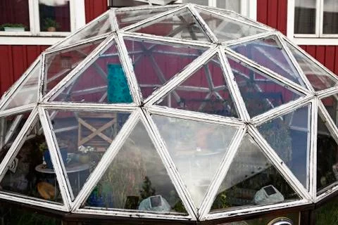 Spherical greenhouse with many triangular windows 写真素材
