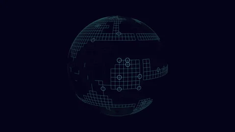 Spherical grid pattern globe - intricate design highlighted on dark background Stock Footage 274172337