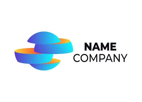 Spherical logo consisting of separate elements. Template for company name Ilustración de archivo