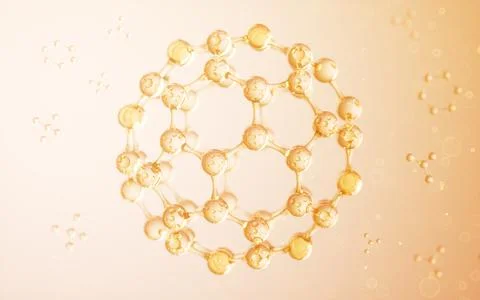 Spherical molecular structure, biotechnology concept, 3d rendering. Illustrazione stock
