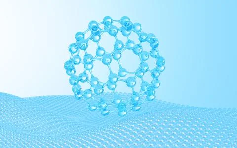 Spherical molecular structure in the blue background, 3d rendering. Stock Illustration