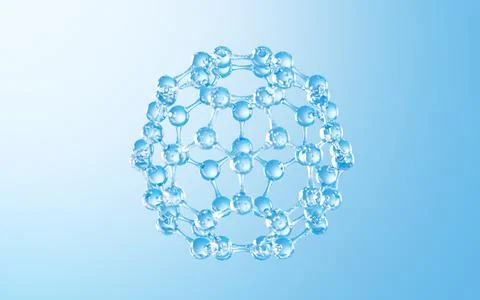 Spherical molecular structure in the blue background, 3d rendering. Stock Illustration