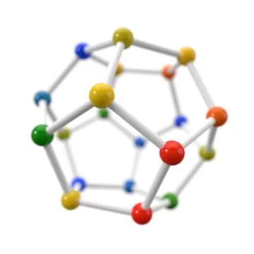 Spherical molecule model on white background. Stock Illustration