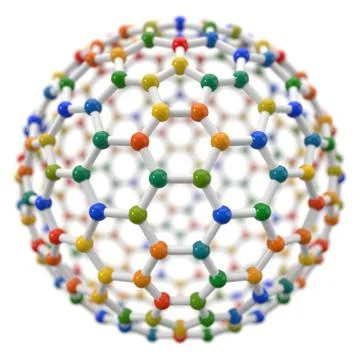 Spherical molecule model on white background. Stock Illustration