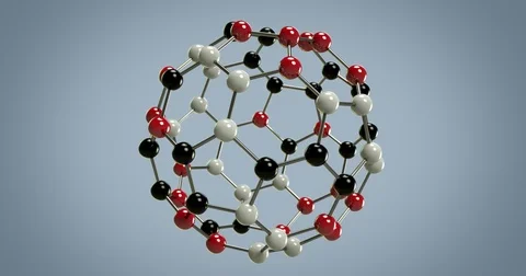 Spherical Molecule Structure Rotates. 4 Colors. Stock Footage 75867815