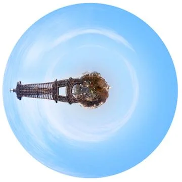 Spherical panorama of paris with big eiffel tower Illustrazione stock