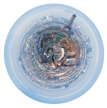 Spherical panorama of paris with eiffel tower Illustrazione stock
