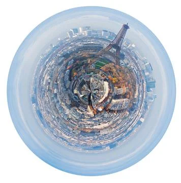 Spherical panorama of Paris with eiffel tower little planet - urban spheri... Stock-Fotos