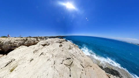 Spherical panorama rocks among boundless ocean 库存影片 90798215