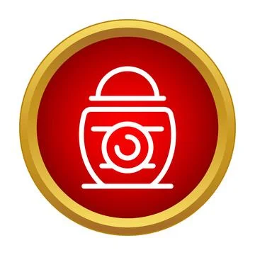 Spherical robot icon in a modern red button design Stock Illustration