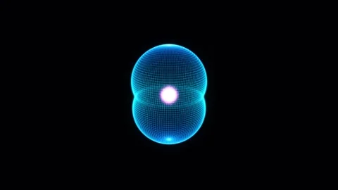 Spherical S Orbital Rotates Slowly Against Deep Black Stock-Footage 344513778
