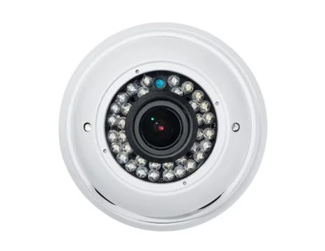 Spherical security camera. Isolated on white background Stock Photos