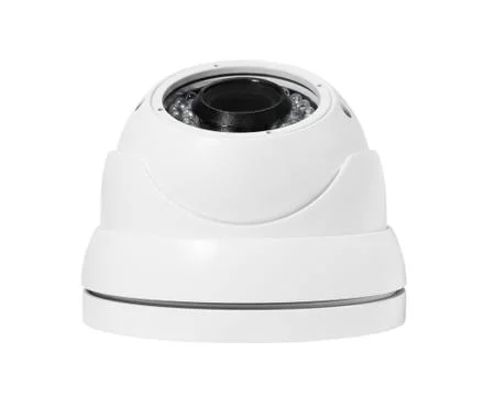 Spherical security camera. Isolated on white background Stock Photos