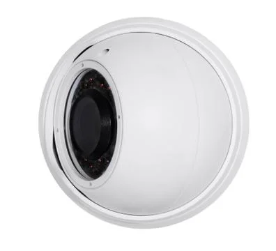 Spherical security camera with luminous backlight. Isolated on white Stock Photos