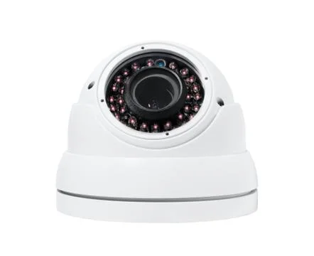 Spherical security camera with luminous backlight. Isolated over white Stock Photos