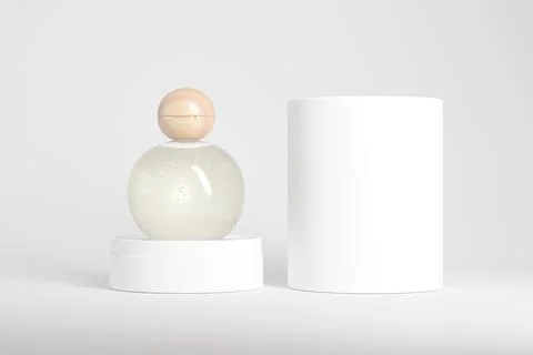 Spherical shape cosmetic bottle with flip Cap mockup Stock Illustration