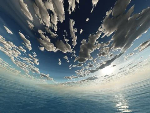 Spherical sky and ocean Stock Illustration