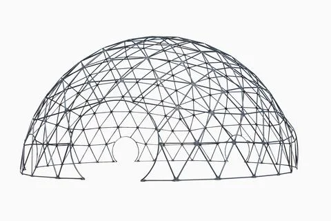 Spherical structured tent shell, just frame cut out on white bacground Stock Photos