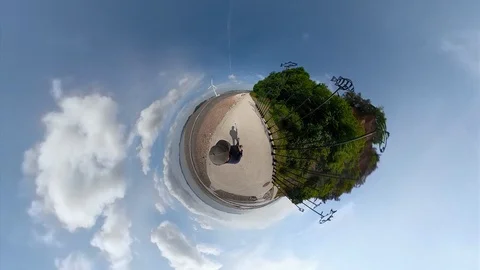 Spherical Tiny Planet View of Tando Tideland in Ansan Daebudo Island Stock Footage 111348427