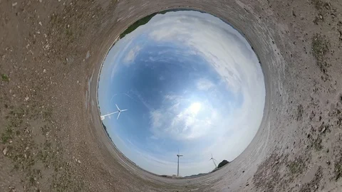 Spherical Tiny Planet View of Tando Tideland in Ansan Daebudo Island Stock Footage 111348428