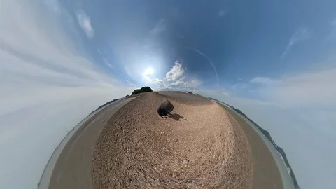 Spherical Tiny Planet View of Tando Tideland in Ansan Daebudo Island Stock Footage 111348500