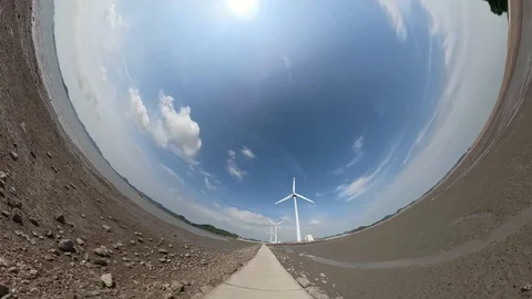 Spherical Tiny Planet View of Tando Tideland in Ansan Daebudo Island Stock Footage 111348506