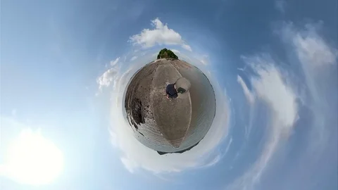 Spherical Tiny Planet View of Tando Tideland in Ansan Daebudo Island Stock Footage 111348552