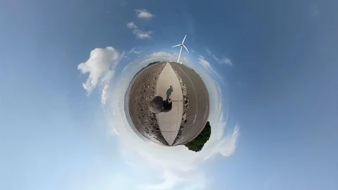 Spherical Tiny Planet View of Tando Tideland in Ansan Daebudo Island Stock Footage 111348553