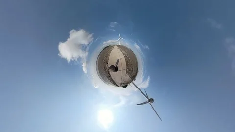 Spherical Tiny Planet View of Tando Tideland in Ansan Daebudo Island Stock Footage 111348555
