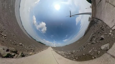 Spherical Tiny Planet View of Tando Tideland in Ansan Daebudo Island Stock Footage 111348597