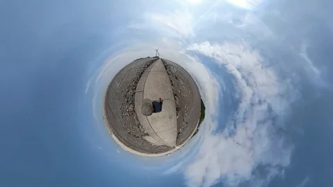 Spherical Tiny Planet View of Tando Tideland in Ansan Daebudo Island Stock Footage 111348912