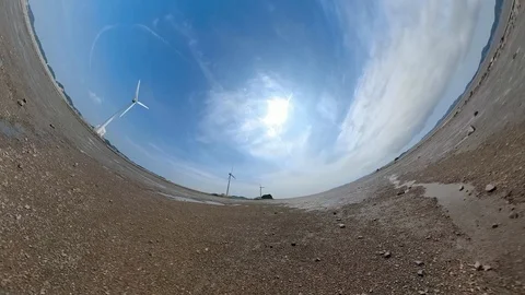 Spherical Tiny Planet View of Tando Tideland in Ansan Daebudo Island Stock Footage 111348925
