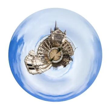 Spherical view of cathedral notre-dame de paris Stock Illustration