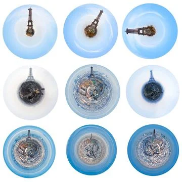 Spherical views of Eiffel Tower and Paris set of spherical views of Eiffel... Stock-Fotos