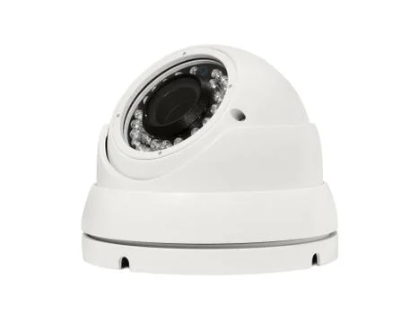 Spherical white security camera. Isolated on white background Stock Photos