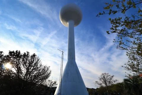 Spheroidal type water tower Stock Photos