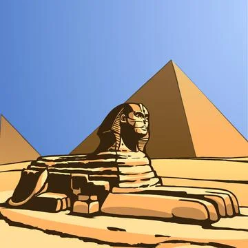 Sphinx. Ancient statue. Vector Image. Stock Illustration
