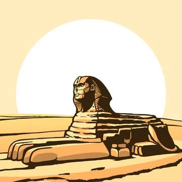 Sphinx. Ancient statue. Vector Image. Stock Illustration