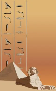 Sphinx and hieroglyphs Stock Illustration
