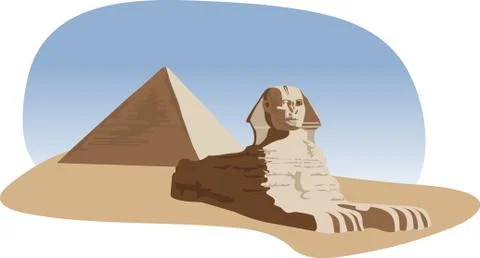 Sphinx and Pyramid Stock Illustration