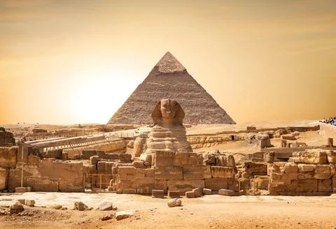 Sphinx and pyramid Stock Photos