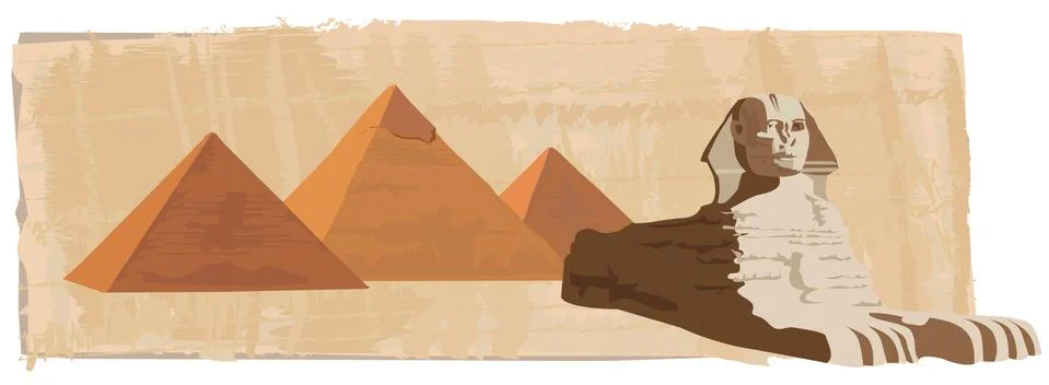 Sphinx and the Pyramids Stock Illustration