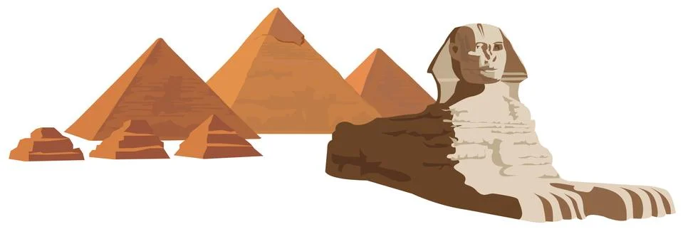 Sphinx and the Pyramids Stock Illustration