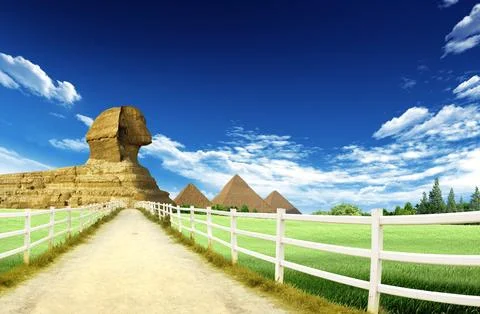 Sphinx and Pyramids Stock Photos